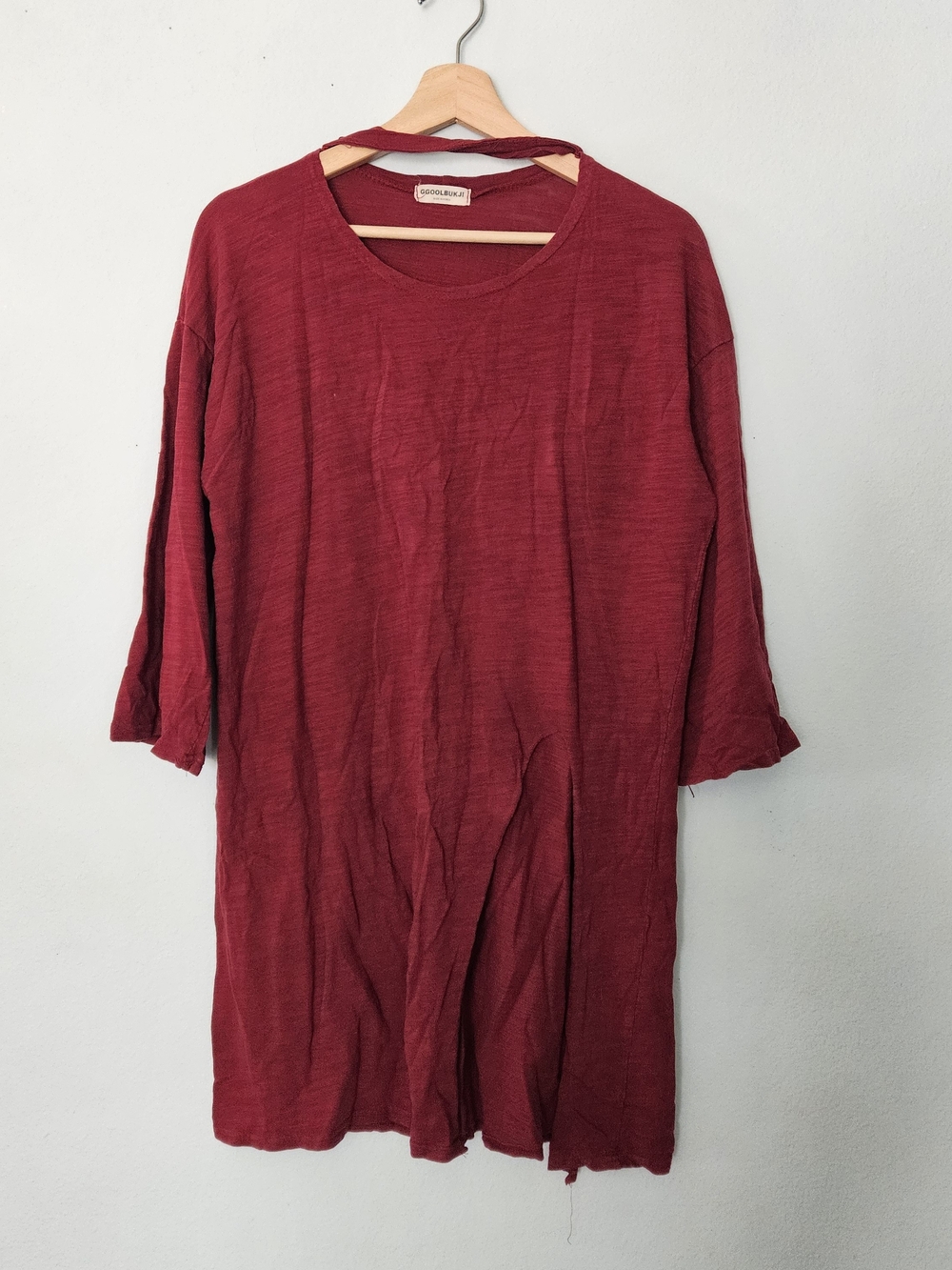 Women's Burgundy Round-Neck Tunic Top